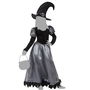 Déguisement de Sorcière pour Fille 7-9 Ans Halloween - Costume Enfant avec Chapeau Pointu et Détails Brillants, Polyester