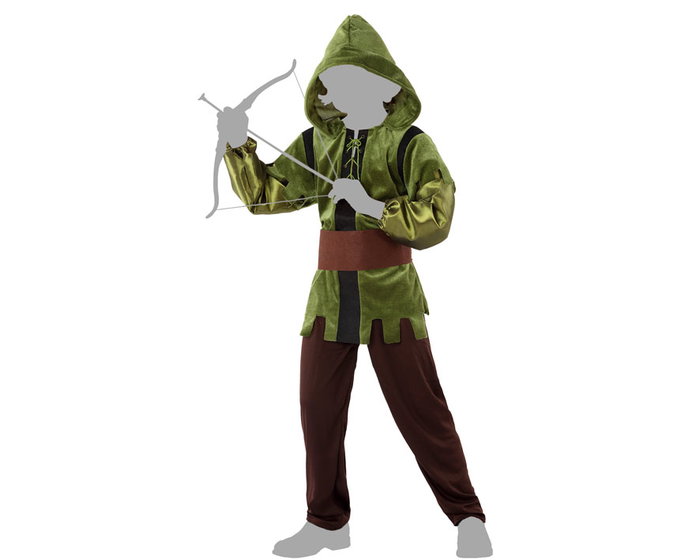 Disfraz Arquero Niño Infantil Verde Oscuro 7-9 Años Costume Robin Hood avec Pantalon Ceinture