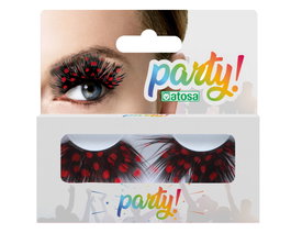 Atosa Faux Cils en Plumes Rouges à Pois Noirs Style Mariquita