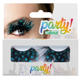 Faux Cils à Plumes Bleues à Pois pour Déguisement Fée ou Sirène