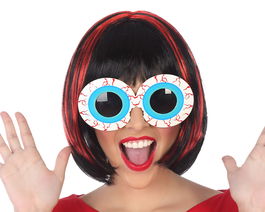 Gafas - Accessoire déguisement Halloween, lunettes yeux globuleux rouges pour adultes, thème monstre ou démon
