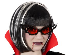 Gafas De Murciélago avec Lenses Rouges, Accessoire de Déguisement pour Vampire et Halloween - Adulte, Noir