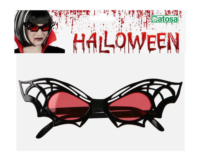 Gafas De Murciélago avec Lenses Rouges, Accessoire de Déguisement pour Vampire et Halloween - Adulte, Noir