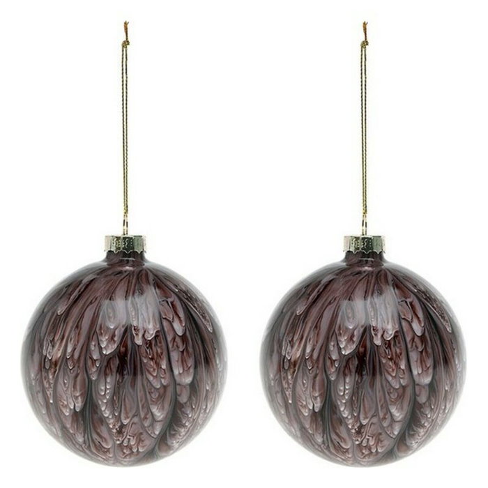 Boules de Noël (2 pcs) 113572 Marron Rouge 8 cm (2 Unités)