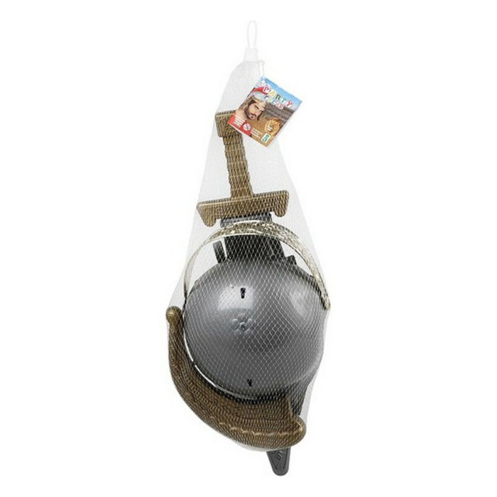 BigBuy Fun Kit de Guerrier Romain avec Casque, Épée et Étui Doré