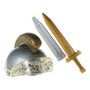 BigBuy Fun Kit de Guerrier Romain avec Casque, Épée et Étui Doré