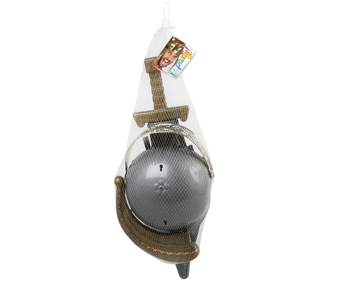 Déguisement Romain Gladiateur pour Enfant 3+ - Casque avec Détails Relief, Épée avec Fourreau, Doré - Kit Arme Thème Historique pour Carnaval, École, Théâtre