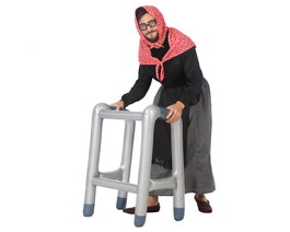 Déambulateur Gonflable Gris - Accessoire de Déguisement pour Costume de Grand-mère, Grand-père ou Personnage Comique - Pour Fêtes et Carnaval