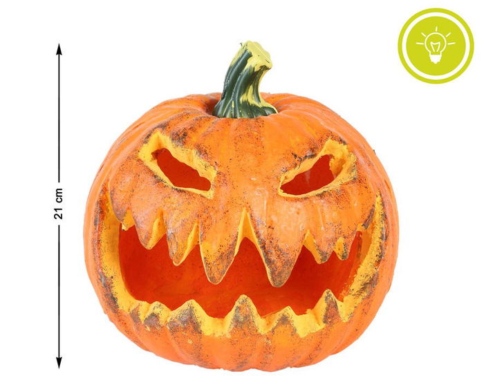 Calabaza Decorativa Orange 21 cm avec Lumière Intérieure pour Halloween - Décoration Effrayante pour Centre de Table, Balcon Calabaza Decorativa Orange 21 cm avec Lumière Intérieure pour Halloween - Décoration Effrayante pour Centre de Table, Balcon