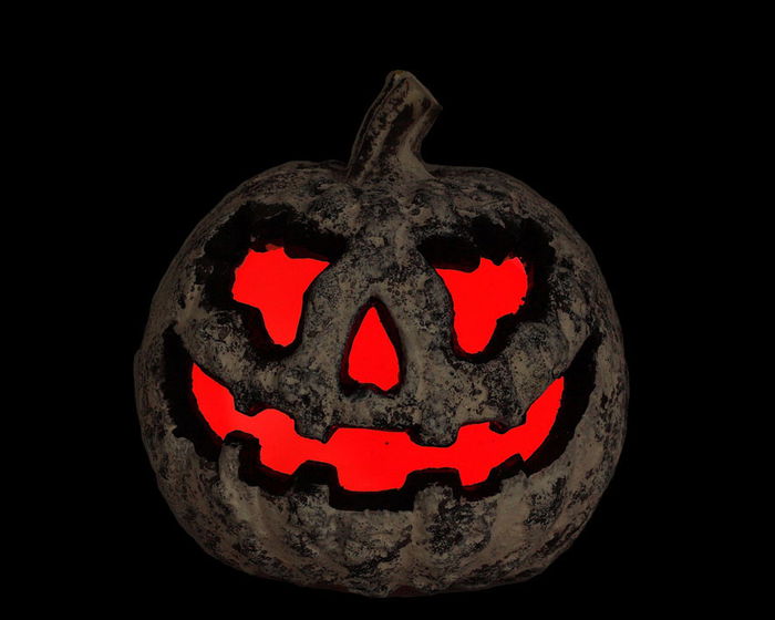 Calabaza Decorativa Blanca Con Luz Intérieure 21 cm pour Halloween - Décoration Lumineuse Sinistre