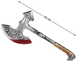 Hache Viking Décorée Avec Du Sang - 53 cm - Accessoire pour Costume, Halloween ou Événements Fantasy