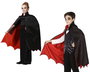 Cape d'Halloween pour Enfant - Cape Noire et Rouge avec Ailes de Chauve-Souris, 66 cm, Polyester, Ajustement Velcro - Accessoire de Déguisement