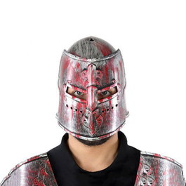 Casco Medieval pour Chevalier en PVC Rigide - Effet Sanguinolent et Vieilli - Idéal pour Costume de Bataille, Halloween, LARP et Fêtes Médiévales