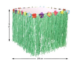 Faldón Decoratif Vert Hawaïen pour Table 275 x 75 cm avec Fleurs Multicolores - Décoration de Fête Tropicale