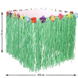 Faldón Decoratif Vert Hawaïen pour Table 275 x 75 cm avec Fleurs Multicolores - Décoration de Fête Tropicale