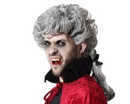 Peluca Halloween Vampire Gris à Tirabuzons - Accessoire de Déguisement Vampire Aristocratique et Effrayant