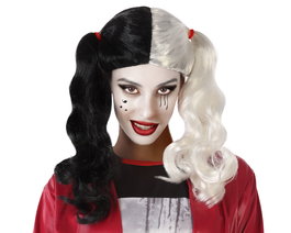 Peluca de collectes mixtes blonde et brunette, déguisement de vilaine pour Halloween et cosplay