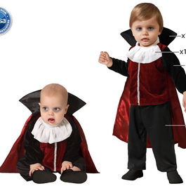 Déguisement Vampire Bébé Garçon 24 Mois - Capuche à Col Haut, Cape, Chemise et Pantalon - Costume Halloween - Composition Polyester