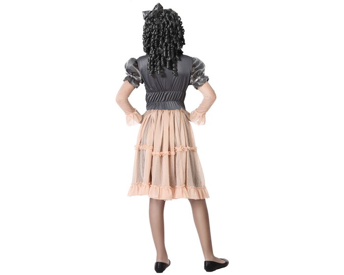 Déguisement Enfant Femme Poupée de Porcelaine Halloween 3-4 Ans, Rose et Gris, Polyester - Composant: Robe et Togue