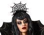 Diadème Halloween Araignée et Toile d'Araignée Noire Rigide avec Détails Rouges Brillants - Accessoire pour Déguisement