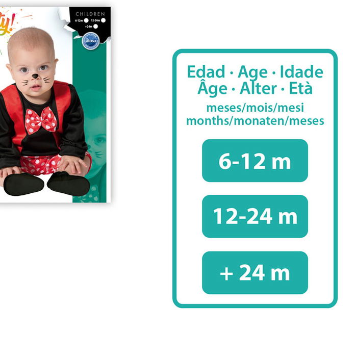 Déguisement Bébé Raton Disney Mickey, Costume Fantaisie pour Garçon 12-24 Mois Rouge Noir à Lunettes, Polyester