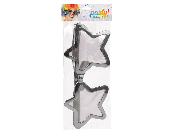 Gafas Estrellas - Lunettes décoratives en forme d'étoile argentées XXL pour déguisements, soirées à thème et accessoires de spectacle Gafas Estrellas - Lunettes décoratives en forme d'étoile argentées XXL pour déguisements, soirées à thème et accessoires de spectacle