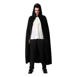 Atosa Cape longue noire en velours avec capuche de 140 cm pour sorciers ou vampires