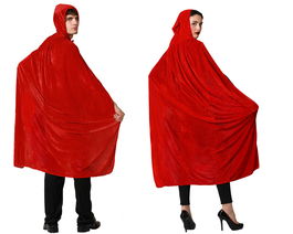 Cape longue pour adulte en velours rouge avec capuche de contes de fées, 140 cm, accessoire de déguisement pour Halloween, cosplay et théâtre