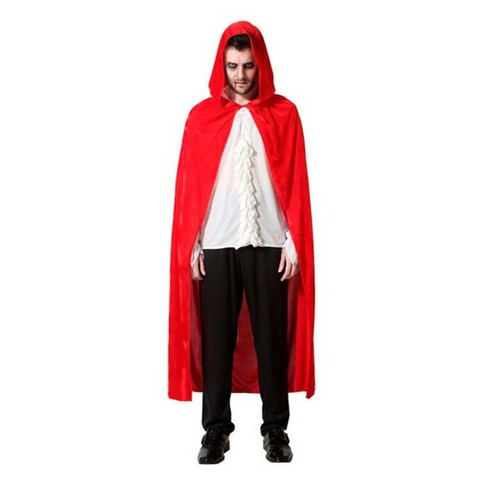 BigBuy Carnival Cape Rouge en Velours avec Capuche 140 cm