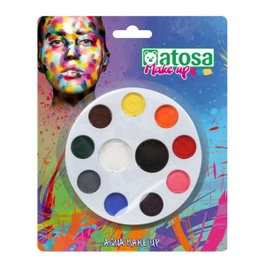 Atosa Palette de maquillage à l'eau avec 10 couleurs intenses