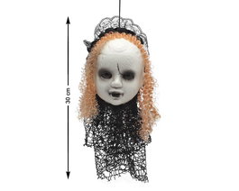 Tête de Poupée Effrayante Décoration Murale Suspension Horreur Halloween 30 x 20 cm - Décor d'Ambiance Sinistre