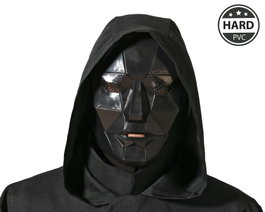 Masque noir à géométrie facettée 21x16x10 cm pour déguisement de méchant