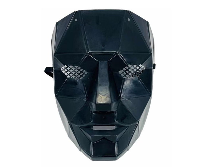 Masque noir à géométrie facettée 21x16x10 cm pour déguisement de méchant