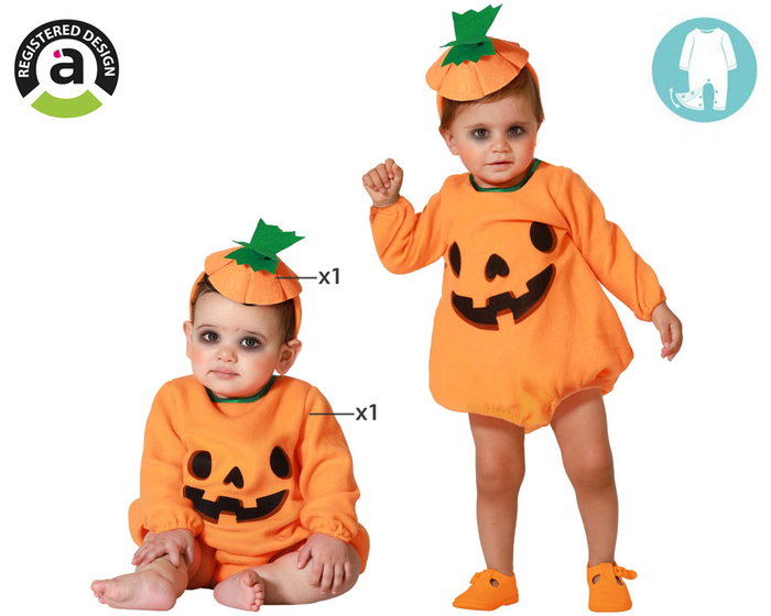 Unisex - Costume de Citrouille pour Bébé avec Bonnet - Taille 6-12 Mois - Orange - Polyester - Pour Halloween Unisex - Costume de Citrouille pour Bébé avec Bonnet - Taille 6-12 Mois - Orange - Polyester - Pour Halloween