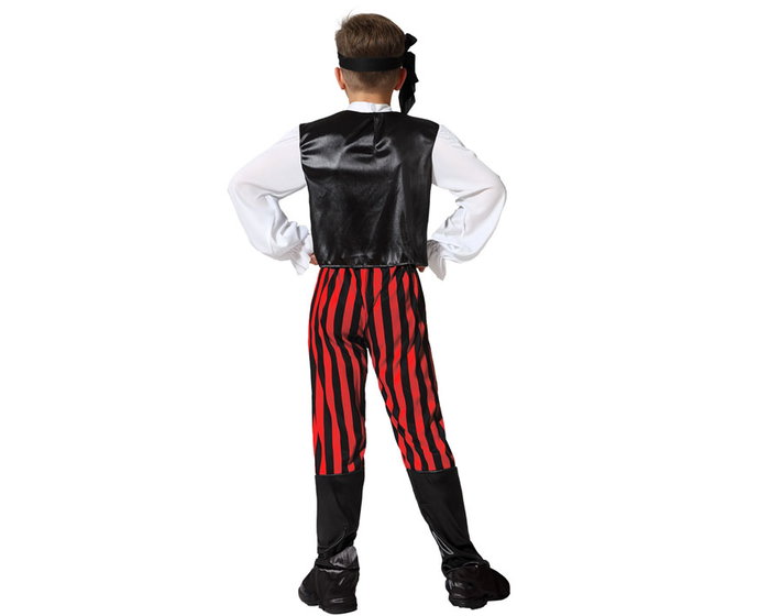 Déguisement Pirate Bucanier Garçon 10-12 Ans - Costume complet avec chemise, pantalon, ceinture et foulard - Multicolore
