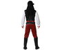 Costume Pirate Homme Adulte Rayures Rouge - Pantalon, Chemise, Ceinture et Foulard - Taille XS-S - Polyester - Pour Fêtes et Carnaval