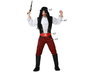 Costume Pirate Homme Adulte Rayures Rouge - Pantalon, Chemise, Ceinture et Foulard - Taille XS-S - Polyester - Pour Fêtes et Carnaval