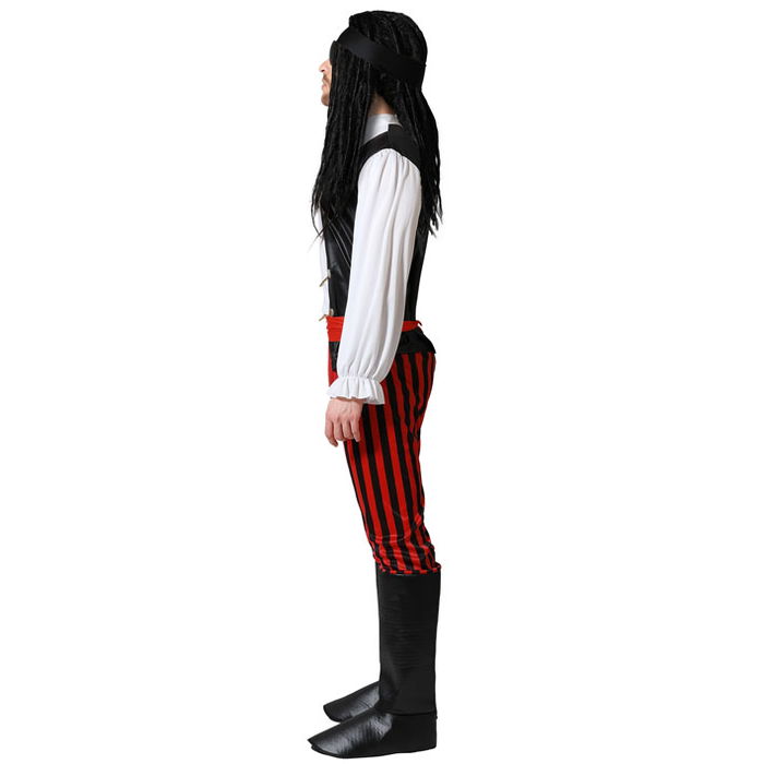 Déguisement Pirate Adulte Homme Rayé Rouge Taille XS-S - Cinturon et Foulard Inclus - Polyester