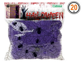atosa Toile d'araignée violette avec 2 araignées noires 20g