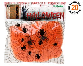 Atosa Toile d'araignée orange avec 2 araignées noires pour Halloween