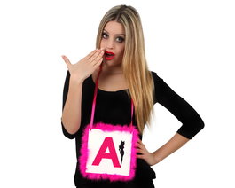 Colgante Décoratif Lettre "A" Blanc et Rose Avec Plumes pour Fête de Célibataire (Licence), Accessoire pour Décor de Fête et Despedida de Soltera