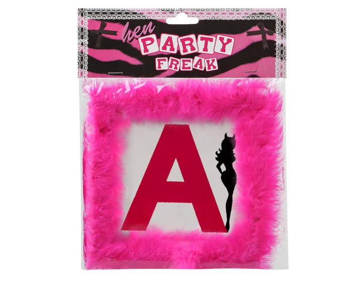 Colgante Décoratif Lettre "A" Blanc et Rose Avec Plumes pour Fête de Célibataire (Licence), Accessoire pour Décor de Fête et Despedida de Soltera