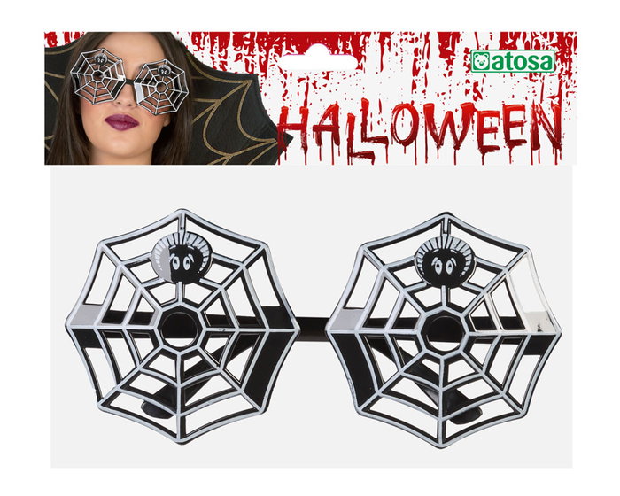 Lunettes de déguisement Halloween avec motif toiles d'araignée et araignées - Accessoire pour adulte gris
