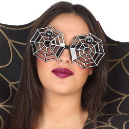 Lunettes de déguisement Halloween avec motif toiles d'araignée et araignées - Accessoire pour adulte gris