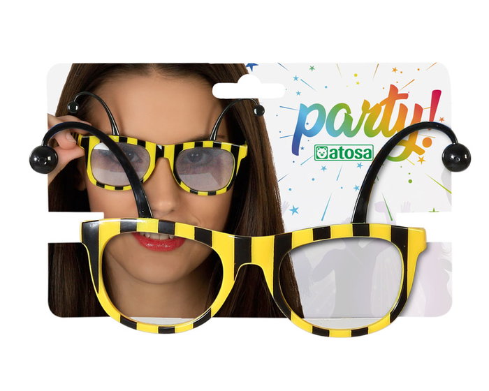 Gafas de déguisement Abeja Noir et Jaune pour Femme Adulte - Accessoire pour Carnaval, Fête ou Costume d'Animal