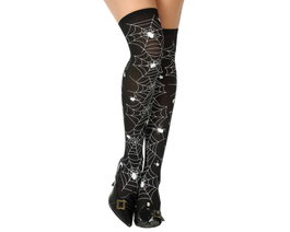Atosa Collants Noirs Hauts avec Toiles d'Araignée Blanches pour Femme