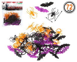 Atosa Pack de décoration Halloween araignées et chauves-souris 72 unités