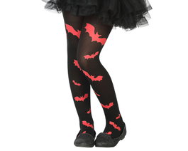 atosa Collants noirs pour enfants avec chauves-souris rouges pour Halloween