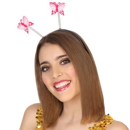 Diadema - Diadème à Papillons Roses pour Déguisement Fée, Nymphe - Accessoire Festif Adulte