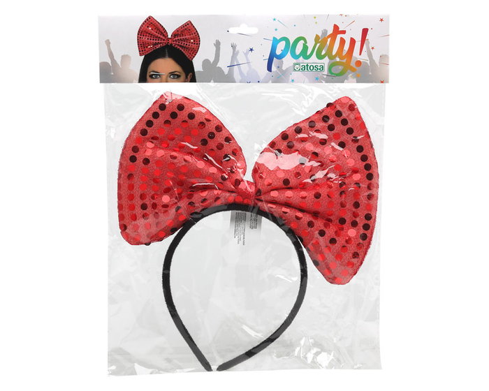 Diadema Barrette Pajarita Rouge à Paillettes pour Déguisements et Fêtes Adulte - Accessoire Thème Circo Diadema Barrette Pajarita Rouge à Paillettes pour Déguisements et Fêtes Adulte - Accessoire Thème Circo